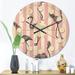 Designart 'Flamingo on Pink' Mid-Century Modern Wood Wall Clock