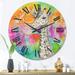 Designart 'White Giraffe Drawing On Bright Rainbow' Children's Art Wood Wall Clock