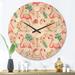 Designart 'Tropical Botanicals, Flowers and Flamingo II' Mid-Century Modern Wood Wall Clock