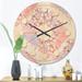 Designart 'Retro Pink Flower Pattern I' Mid-Century Modern Wood Wall Clock