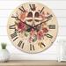 Designart 'Vintage Oxford Shoes With Wildflowers' Farmhouse Wood Wall Clock