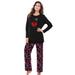 Plus Size Women's Long Sleeve Knit PJ Set by Dreams & Co. in Black Multi Heart (Size 22/24) Pajamas