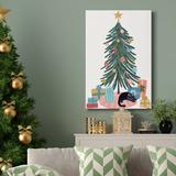 The Holiday Aisle® Retro Winter Celebration Collection B Premium Gallery Wrapped Canvas - Ready To Hang Canvas in Black/Blue/Green | Wayfair
