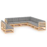 Ebern Designs 9 Piece Patio Lounge Set w/ Cushions Solid Wood Pine Wood in Brown | Wayfair 246C078D64E041DC89056174AC296EF1