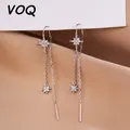 VOQ – boucles d'oreilles en Zircon couleur argent étoile incrustée longues pampilles pour dames