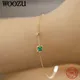 Bracelet carré en Zircon vert pour femme chaîne en argent Sterling 925 Simple fête d'adolescent