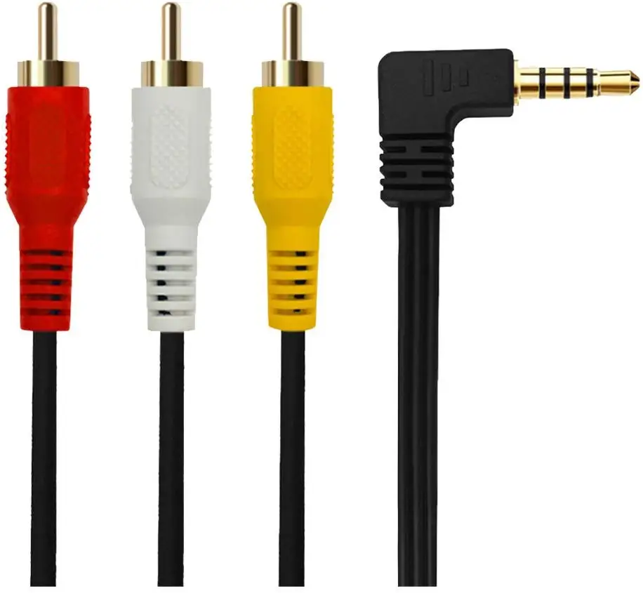 Prise 3,5 mm vers 3 caméscopes RCA Câble audio-vidéo A/V 4 pieds pour caméscopes Sony JVC Panasonic Canon Samsung