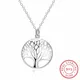 Collier petit pendentif rond en cristal d'arbre de vie pour femme argent regardé 925 collier