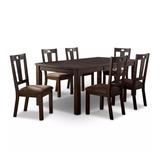 7 Piece Dining Table Set with Six Chairs in Walnut And Ash Brown
