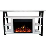 Cambridge 32-In. Sawyer Industrial Electric Fireplace Mantel w/ Enhanced Log Display, Color Changing Flames, White, Black