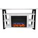 Cambridge 32-In. Sawyer Industrial Electric Fireplace Mantel w/ Realistic Log Display, LED Color Changing Flames, White, Black