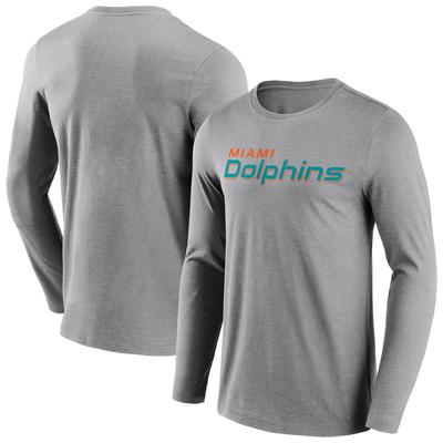 Miami Dolphins Langarm-T-Shirt mit neutraler Farbe und Wortmarke - Herren Image