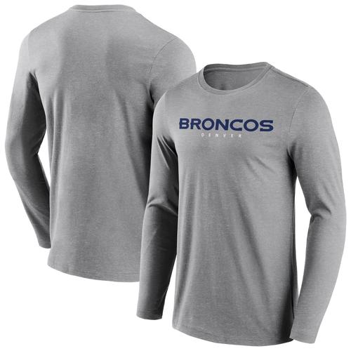 Denver Broncos Langarm-T-Shirt mit neutraler Farbe und Wortmarke - Herren