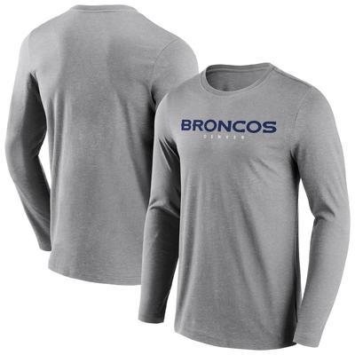 Denver Broncos Langarm-T-Shirt mit neutraler Farbe und Wortmarke - Herren Image