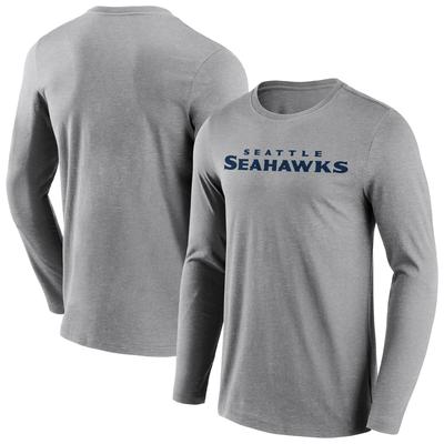 Seattle Seahawks Langarm-T-Shirt mit neutraler Farbe und Wortmarke - Herren Image