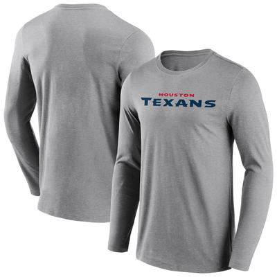Houston Texans Langarm-T-Shirt mit neutraler Farbe und Wortmarke - Herren Image