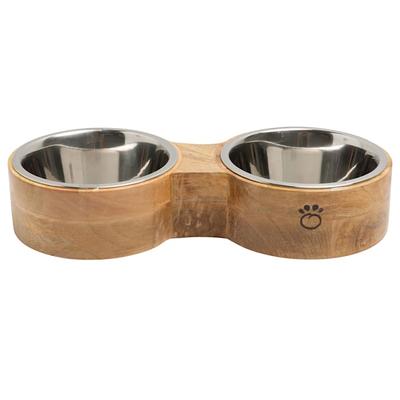 GF Pet Wood & Metal Double Diner Dog Feeder, Medium