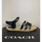 Coach Shoes | Coach Carissa Black Leather Espadrille Sandals | Color: Black | Size: 10