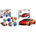 Ravensburger 3D Puzzle 11668 - Planetensystem für Kinder ab 7 Jahren - 8 Puzzleball-Planeten als Sonnensystem Modell mit Poster & 3D Puzzle 11238 - Lamborghini Huracán EVO - 3D Puzzle ab 8 Jahren