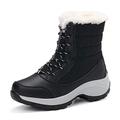 Tabrebull Women's Snow Boots Winter Boots Fur Lined Warm Winter Boots Lace up Warm Shoes Mid Calf Snow Boots Outdoor Anti-Slip Boots Winter Walking Boots for Black 37