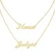SISGEM Name Necklace, S925 Silver 9ct/14ct/18ct Gold Personalised Layered Necklace with 2 Nameplates, Custom Nameplate, for Women Girls Ladies Mum Sisters, 16"+1"+1"