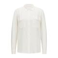 BOSS Womens C Biventi Long-Sleeved Blouse in Sand-Washed Silk White