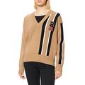 BOSS Womens Fouffis RA Wool-Cashmere Sweater with Exclusive Logo and Vintage Stripes Beige
