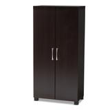 Modern and Contemporary Wenge Dark Brown 2-Door Shoe Storage Cabinet