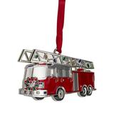 Northlight Seasonal 3.5" Silver Plated Fire Truck w/ European Crystals Christmas Ornament Metal in Gray/Red | 2.25 H x 0.25 W x 3.5 D in | Wayfair