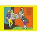 Buyenlarge 'Alice in Wonderland Frontman & Footman' by John Tenniel Graphic Art in Indigo/Orange/Yellow | 24 H x 36 W x 1.5 D in | Wayfair