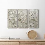 Winston Porter Neutral Spring - 3 Piece Wrapped Canvas Painting Set Canvas in Black/Blue/Green | 48 H x 96 W x 1 D in | Wayfair