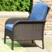 Red Barrel Studio® Patio Chair w/ Cushions Wicker/Rattan in Gray/Blue/Black | 33.66 H x 26.38 W x 30.12 D in | Wayfair