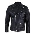 Infinty Mens Real Leather Jacket Fringed Tassel Western Cowboy Riding Hide Motorcyle - Black l