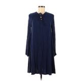 Old Navy Casual Dress - Popover Tie Neck Long Sleeve: Blue Dresses - Women's Size Medium