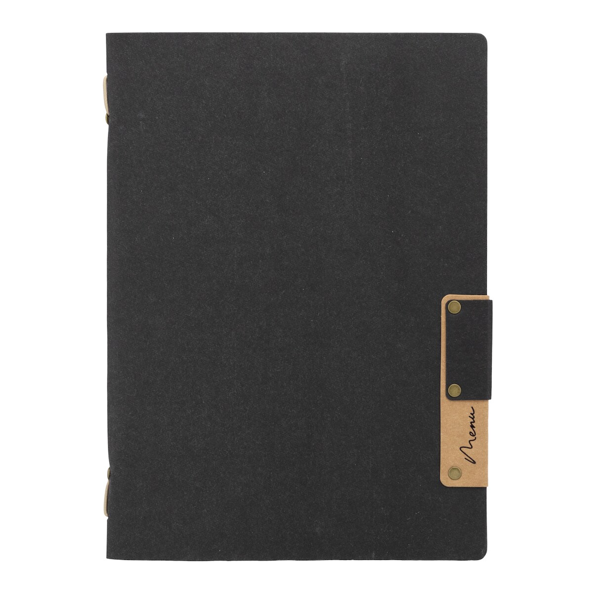 Securit® Speisekartenhülle A5 "Nature" - Schwarz - Naturfaser - 4 Sichtfenster Image