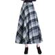 Byqny WanYangg Women's Elastic Fall Winter Plaid Maxi Dress Long Ankle Skirts Umbrella Skirt Flare Vintage Tartan Skirt Flowy Warm Wool Woolen Skirts A-Line Grid Pattern 6# Gray M