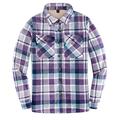 Women's Sherpa Lined Plaid Flannel Shirt Jacket,Button Down Flannel Jac(All Sherpa Lining, Purple, S