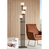 Light Tree Bronze 4-Light Torchiere Floor Lamp with USB Dimmer