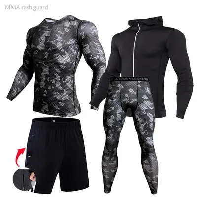 Ensemble de survêtement gris foncé pour homme vêtements d'entraînement de sport de Compression