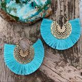 Anthropologie Jewelry | Anthro Amelia Mint Filigree Earrings | Color: Blue/Black | Size: Os