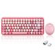 Perixx PERIDUO-713 Kabelloses Mini Tastatur und Maus Desktop Set, Retro Vintage Schreibmaschinen Design, Pink Rosa, QWERTZ 11713