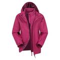 Mountain Warehouse Bracken Extreme Kids 3 in 1 Jackets - Waterproof Boys & Girls Rain Jacket, Breathable, Taped Seams, Mesh Lined Kids Coat - for Winter Travelling Berry 11-12 Years
