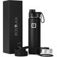 IRON °FLASK Sports Water Bottle - 650 ml, 3 Lids (Spout Lid), Vacuum Insulated Stainless Steel, Double Walled, Thermo Mug, Metal Canteen (Midnight Black)