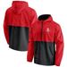Men's Fanatics Branded Red/Black Houston Rockets Anorak Block Party Windbreaker Half-Zip Hoodie Jacket