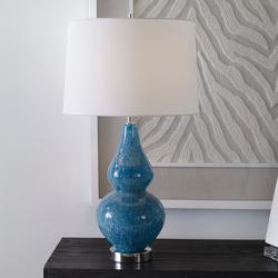 Uttermost Avalon 26 3/4" Coastal Blue Glass Gourd Table Lamp