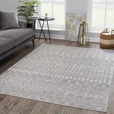 Tigris TGS-2334 6'7" x 9' Contemporary,Transitional,Farmhouse Ivory/Gray/Navy/Navy Area Rug - Hauteloom