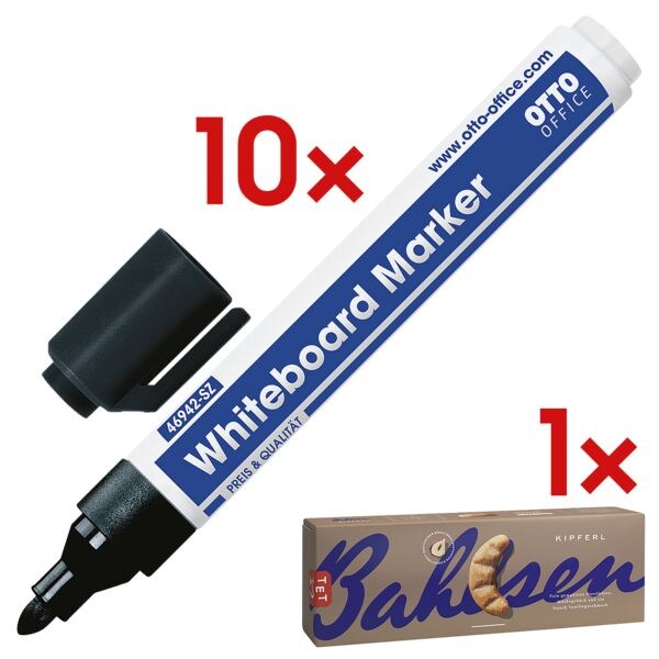 OTTO Office 10x Whiteboard-Marker inkl. Gebäck »Kipferl« schwarz Image