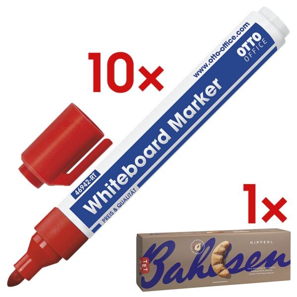 OTTO Office 10x Whiteboard-Marker inkl. Gebäck »Kipferl« rot Image