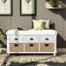 Rustic Storage Bench with 3 Drawers and 3 Rattan Baskets, Shoe Bench