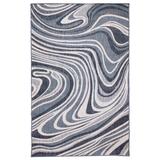 "Liora Manne Malibu Waves Indoor/Outdoor Rug Navy 7'10"" Round - Trans Ocean MAUD8822233"